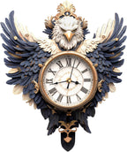 3D Puzzles for Adults Clock-Eagle Design Model Kit-Mechanical DIY Pendulum Clock with Roman Numerals-Desk Home Office Decor Personalized Gift for DIY Lovers