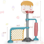 Costzon 3-in-1 Toddler Basketball Hoop & Soccer Goal Stand, Basketball Stand with Adjustable Height, Indoor & Outdoor Activity Center Basketball & Soccer for Kids