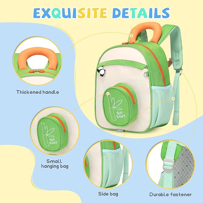 SUN EIGHT Kids Backpack with Plush Toy – Cute & Durable School Bag for Toddlers and Kindergarten