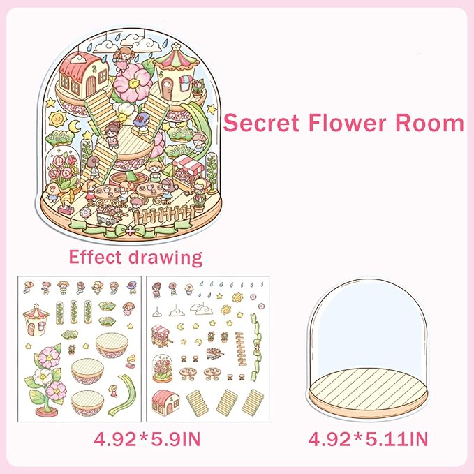 5 Set 3D Sticker Scene,Fun Room Sticker Book,Fun Stacking Miniature Scene Stickers,Make Your Own Stickers, 5 Set Cute Cartoon Sticker Therapy for Adults Kids