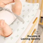 2-Pack Organic Changing Pad Covers for Girl, Boy, Neutral - 100% Cotton Changing Table Pad Cover, Soft Baby Nursery Diaper Changing Pad Sheets, Contour Changing Pads Liners, Change Pad Cover (Elly)