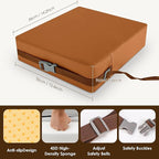 Booster Seat for Kitchen Chair with Comfy Backrest and Adjustable Safety Buckles,Non-Slip Kid Toddler Booster Seat for Dining Table,Portable PU Travel Baby Booster Increasing Cushion Chair