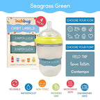 InchBug Orbit Labels Baby Bottle and Water Bottle Silicone Name Bands – Personalized Reusable Label Set for Daycare, Sippy Cups, Preschool, Elementary School, Dishwasher Safe, 4-Pack (Sea Glass)