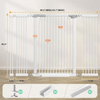 40.5" Extra Tall Baby Gate No Drill, 49.2"-54.7" Extra Wide Dog Gate Indoor, Pressure Mounted Safety Child Gate, Auto Close Pet Gate for Stairs Doorways Walk Through, White