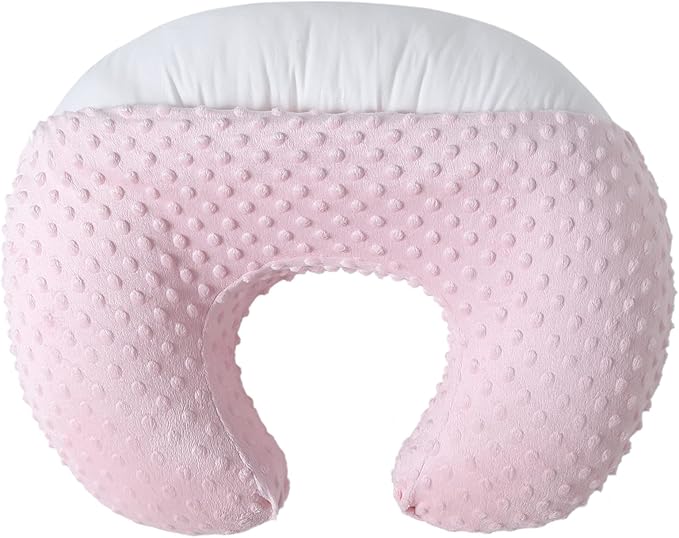 Nursing Pillow and Positioner Breastfeeding and Bottle Feeding, Propping Baby, Tummy Time, Sitting Support for Baby Boy Baby Girl, with Removable Dots Cover (Blushing Bride)