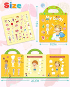 Benresive Reusable Sticker Book for Toddlers 2-4 Years, Fun Travel Stickers for Kids, Waterproof Sticker Books for Toddlers 1-3, Crafts Activities for Todddlers 1-3 2-4 3-5 - My Body