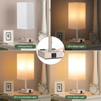 Light Gold Touch Lamps Set of 2 - Nightstand Lamp with USB-C + A Charge Ports & AC Outlets, 3-Way Dimmable Bedside Lamp, Small Table Lamp Light for Bedroom (Bulb Included)