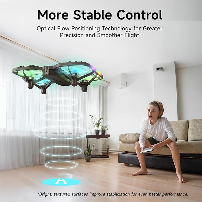 UranHub Drones for Kids 8-12, RC Drone with 720P HD FPV Camera,5 Lighting Modes/2 Batteries/3D Flip/3-Speed/Propeller Protection Cover, Cool Toys Gift for Kids and Beginners(Dark Brown)