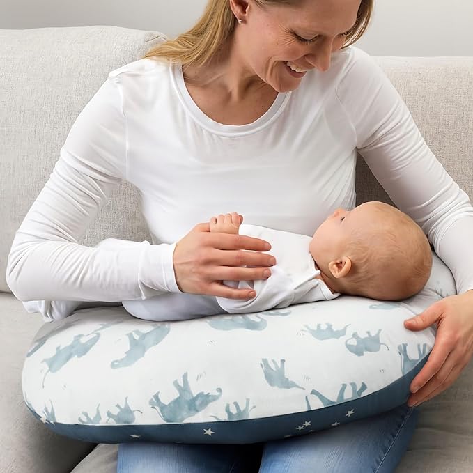 GRSSDER Nursing Pillow Cover Stretchy Minky Removable Nursing Covers for Breastfeeding Pillows, Ultra Soft Comfortable Slipcover for Boy and Girls, Stylish Elephant Pattern