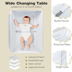 INFANS Baby Changing Table, Folding Diaper Station Portable Nursery Organizer with Safety Belt and Large Storage Racks for Newborn Baby and Infant (White)