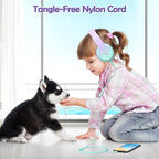 Kids Headphones, Wired Headphones for Kids Over Ear with Microphone, 85/94dB Volume Limiter Headphone for Girls Boys, Foldable Headphone for Learning & Entertainment,Gradient Purple