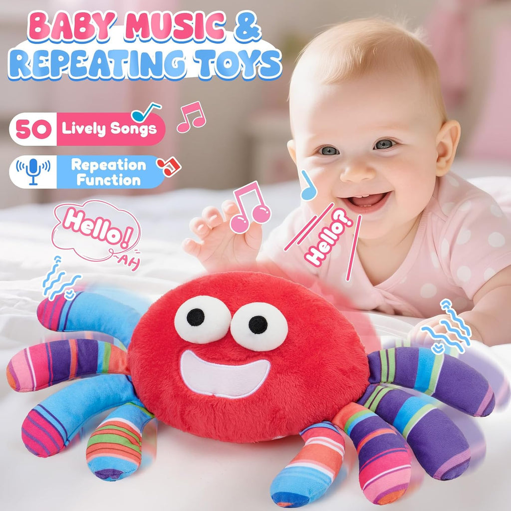 Golray Baby Crawling Toys 12-18 Months, Musical Dancing Tummy Time Red Crab with 50 Songs, Walking Moving Baby Sensory Toys, Toddlers Girls Boys Birthday Gifts for Infants 1-3 Years Old