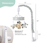 The Peanutshell Crib Mobile for Boys or Girls - Grey Musical Baby Crib Mobile with 12 Lullabies, Lion, Elephant, Zebra, Safari Plush Toys Hanging, Infant Baby Mobile Crib, Safari Nursery Decor