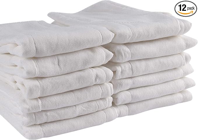 Prefold Cloth Diapers, Fasoar 3 Ply Baby Washable Cotton Diapers Covers for Babies to Toddlers Multi-Use (10-35 lbs) Count(12)
