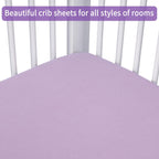 Crib Sheets for Boys Girls,100% Cotton Fitted Crib Sheet 2 Pack for Standard Crib and Toddler Mattress, Super Soft Breathable Baby Sheet 28x52x8in (Purple & Pink)