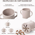 Baby Weaning Set - Silicone Toddler Feeding Set (10 Pcs) with Adjustable Bib, Suction Bowl, Plate, Fork, Spoon, Water & Snack Cup Kit - Baby Led Weaning Kit