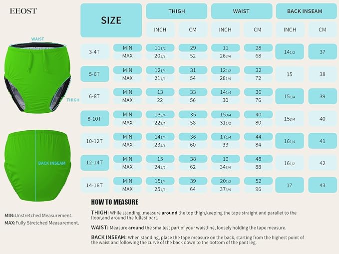 Youth Special Needs Reusable Swim Diapers Swimwear for Incontinence Cloth Diaper Covers Waterproof,Leakproof, Unisex (Lime Green, 8-10T)