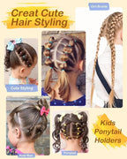 Hair Wax Stick & Styling Accessories - Smooths Flyaways for Kids & Women, 1000 Elastic Hair Ties, 1 Slick Back Hair Brush, 2 Hair Loop Styling Tools - Creates Ponytails & Braids for Teen Girls Gifts