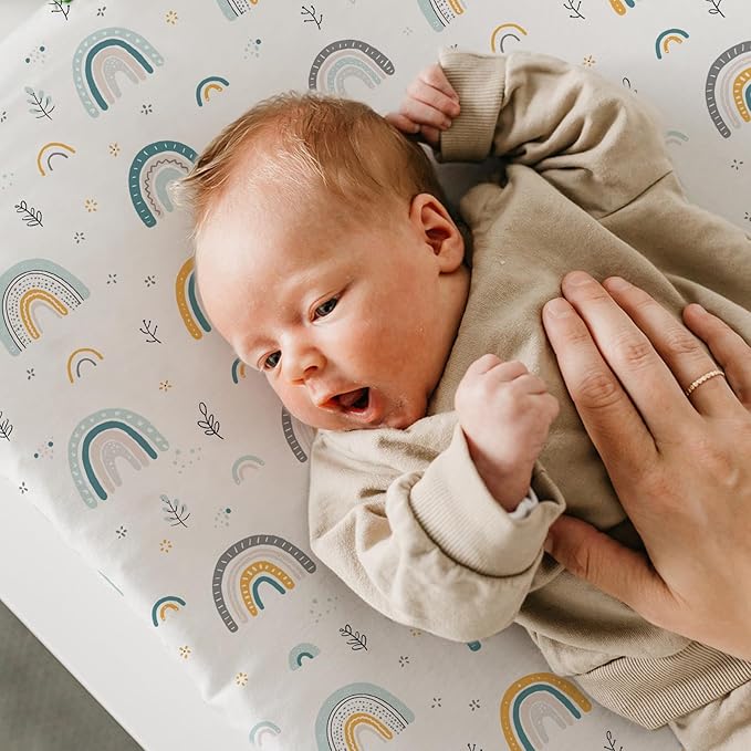 BROLEX Changing Pad Covers for Baby: Boy Girls Ultra Stretchy Soft 2 Pack Rainbow&Stars