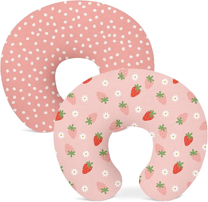 Nursing Pillow Covers 2 Pack, Breastfeeding Pillow Slipcovers Soft and Stretchy, Nursing Covers for Baby Girls Boys Newborn