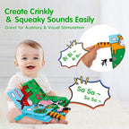 2 PCS High Contrast Crinkle Baby Books 0-6 Months Interactive Sensory Baby Toys 9-12 Month Montessori Activities Touch Feel Infant Book 0-3-6 Month Car Seat Travel Essentials Newborn Development Gift