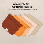 5-Pack Cotton Muslin Burp Cloths Baby Girls, Boys - Soft & Absorbent Spit Up Burp Rags, Large Muslin Towel, Cotton Wash Cloths for Babies, Newborn, Infant, No Shrink, Durable, Neutral (Sahara)