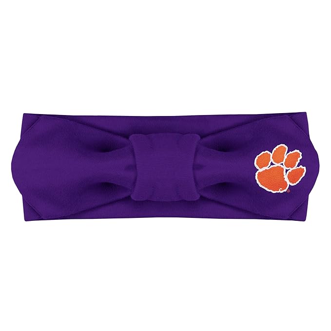 Creative Knitwear Clemson Tigers Infant Girls Purple Solid Hair Knot Headband Embroidered Logo - Size Newborn - 4T