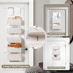 ANTIS'S HOME Over the Door Organizer Macrame Boho Nursery Storage with 5 Large Woven Pockets, Hanging Closet Basket for Bathroom or Nursery, Behind the Door Storage Organizer
