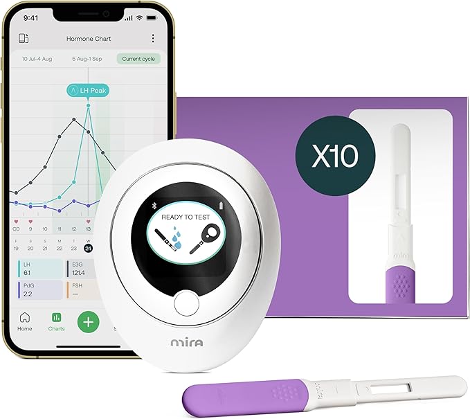 Mira Max Fertility Monitor & Ovulation Test Kit for Women, at-Home Hormone Tracker for LH, PdG & E3G, Digital Hormone Analyzer with 10 Test Wands, 7× More Accurate Than Other Fertility Trackers