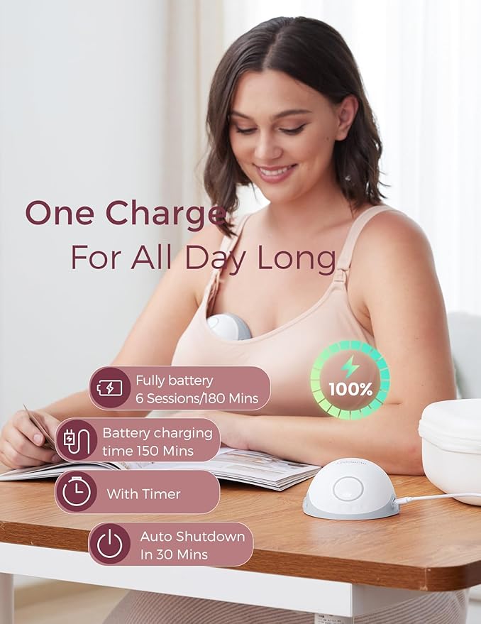 Momcozy Breast Pump Hands Free Mobile Style | M6, Wearable Breastfeeding Pump Ideal Rhythm for More Milk, DoubleFit Flange More Fit & Discreet with 3 Modes & 9 Levels, 24mm - 1 Pack Quill Gray