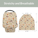 Thanksgiving Turkey Pumpkins Car Seat Covers Vintage Autumn Leaves Stretchy 5-in-1 Cover Adjustable Infant Carseat Cover Canopy Fall Harvest Breathable Nursing Cover-Up