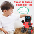 okk Robot Toys for Kids, Programmable Remote Control Robot, Interactive Toys with Coin Bank, LED and Tray, Walking Talking Singing Dancing Gift for Boys Girl（Red）