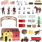 Barn Farm Animal Toys for Kids,Tractor Trailer with Lights & Sound, Farm Barn Playset Horse Stable,Farm Accessories, Pig,Sheep,Goose Duck Birthday Gifts for Kids Toddlers Boy Girl 3-7 Years Old