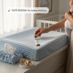 Baby Wipes Cover – Universal Size, One Size Fits All Wipes Packages | Muslin Cotton Tissue Cover for Nursery, Diaper Bag & Changing Table, Station | Gingham & Neutral Patterns (3-Gingham Blue)