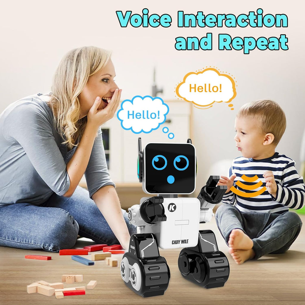 okk Robot Toys for Kids, Programmable Remote Control Robot, Interactive Toys with Coin Bank, LED and Tray, Walking Talking Singing Dancing Gift for Boys Girl（White）