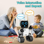 okk Robot Toys for Kids, Programmable Remote Control Robot, Interactive Toys with Coin Bank, LED and Tray, Walking Talking Singing Dancing Gift for Boys Girl（White）
