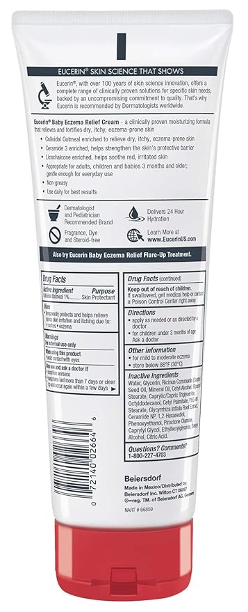 Eucerin Baby Eczema Relief Cream and Body Wash (13.5 Fl Oz) + Baby Eczema Cream (8 Oz), Fragrance Free Skin Care Set with Colloidal Oatmeal (Skin Protectant)