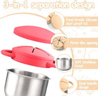 2-Pack Stainless Steel Snack Containers for Kids with Spill-Proof Silicone Lids & Handles - 3-in-1 Baby Snack Cups, No-Spill Toddler Snack Box, Perfect for On-the-Go Healthy Eating（Yellow+Red）