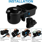 Accmor Stroller Cup Holder with Tray, Universal Cup Holder, Bike Bottle Holder, 360° Rotatable Large Caliber Drinks Holder for Stroller, Bike, Wheelchair, Walker