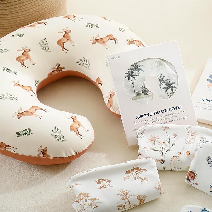 GRSSDER Nursing Pillow Cover Stretchy Minky Removable Nursing Covers for Breastfeeding Pillows, Ultra Soft Comfortable Slipcover for Boy and Girls, Sunny Holiday