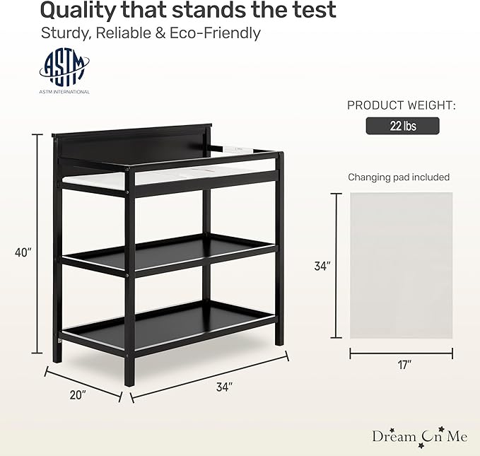 Dream On Me Jax Universal Changing Table in Matte Black