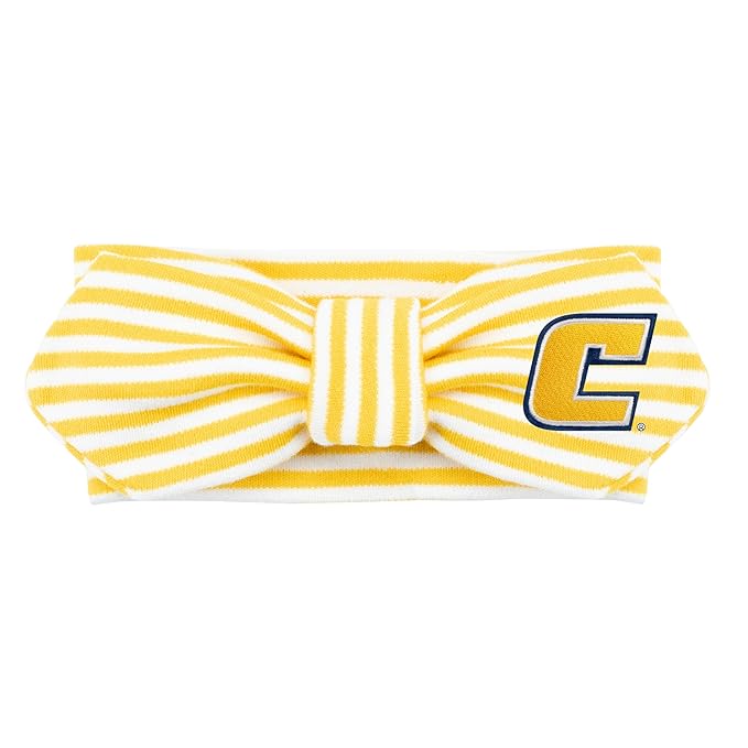 Creative Knitwear UTC Mocs Tennessee Chattanooga Infant Girls Gold/White Striped Hair Knot Headband Embroidered Logo - Size Newborn - 4T