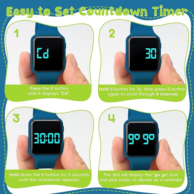 Potty Training Watch for Toddlers & Kids with Countdown, Flashing Lights, Fun Music or Vibration Alerts - Waterproof Interactive Toilet Training Reminder for Boys & Girls Ages 2-9