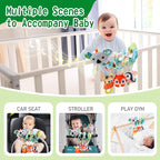 Jollybaby Crib Stroller Car Seat Toys for Baby 0-3-6-9-12 Months, Tummy Time Hanging Sensory Toys for Newborn with Music Box and Teether, Spiral Carseat Toy for Infant Boys Girls Gifts (Grey)