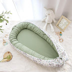 Baby Lounger Cover for Boys Girls, Reversible Baby Nest Cover, Adjustable Baby Lounger Replaceable Cover for Infant Newborn, Portable and Machine Washable, Cotton Green Rabbit Cover Only