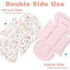 3-in-1 Infant Car Seat Insert, Soft Head and Body Support,Ultra & Strap Covers Set, Reversible Newborn Car Seat Cushion Pad for Baby Boy & Girl fits Stroller, Swing, Bouncer (Pink Bow)