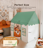 Play Tent with Mat, Star Light Large Kids Playhouse with Windows Easy to Wash, Indoor and Outdoor Play Tents for Kids, Little Dove Toys for Girls, Boys, 47x40x52 (Green Playhouse, Large Size)