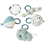 Done by Deer Deer Friends Blue Activity Play Mat with Hanging Toys - Soft, Durable, & Easy to Clean - Stimulates Senses - Improves Motor Skills & Cognitive Development