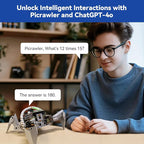 SunFounder PiCrawler AI Robot Kit for Raspberry Pi 5/4/3B+/3B/Zero 2W, ChatGPT-4o Enabled with Voice Command & Video Recognition, App Control, FPV, Camera, Python&Scratch (RPi NOT Included)