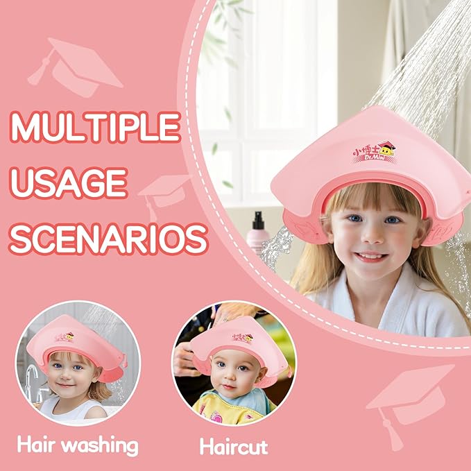 Baby Shower Cap Shield for Kids Soft Silicone Adjustable1-8 Years Old Hair Washing Hat for Kids Toddler Shower Cap Shield Makes the baby Bath More Fun